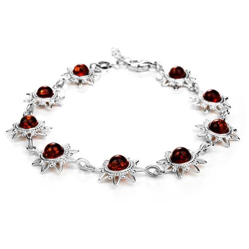 фото Amberholl лёгкий изящный браслет из серебра и вишнёвого янтаря «гелиос»