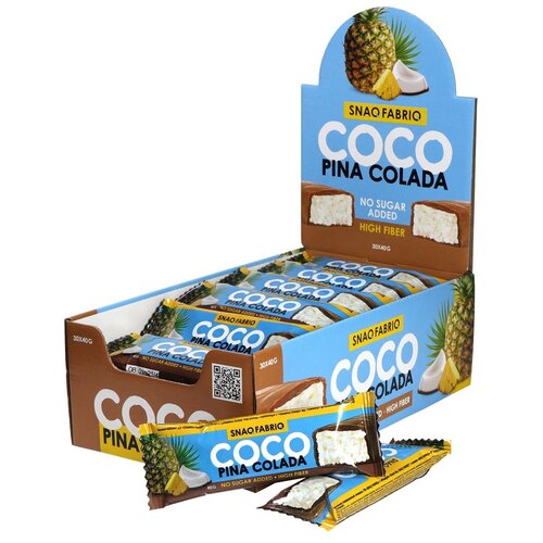 фото Snaq fabriq coco кокосовый батончик в шоколаде без сахара - с ананасом (30 шт)