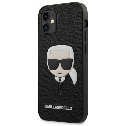 Чехол Karl Lagerfeld PU Saffiano Karl's Head Hard для iPhone 12 mini, черный