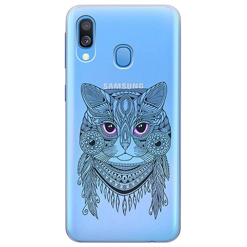фото Ультратонкий силиконовый чехол-накладка для samsung galaxy a40 с 3d принтом "grand cat" gosso