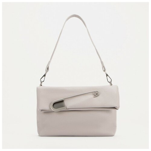 фото Клатч, отдел на магнитной кнопке, длинный ремень, цвет бежевый нет бренда