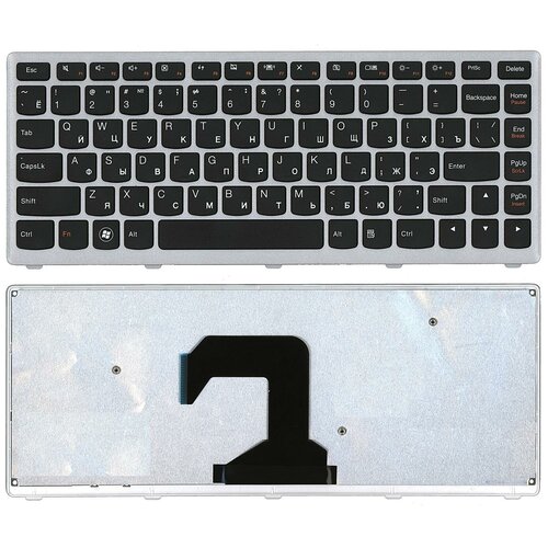 Клавиатура для ноутбука Lenovo IdeaPad U410 черная с серебристой рамкой 76000₽
