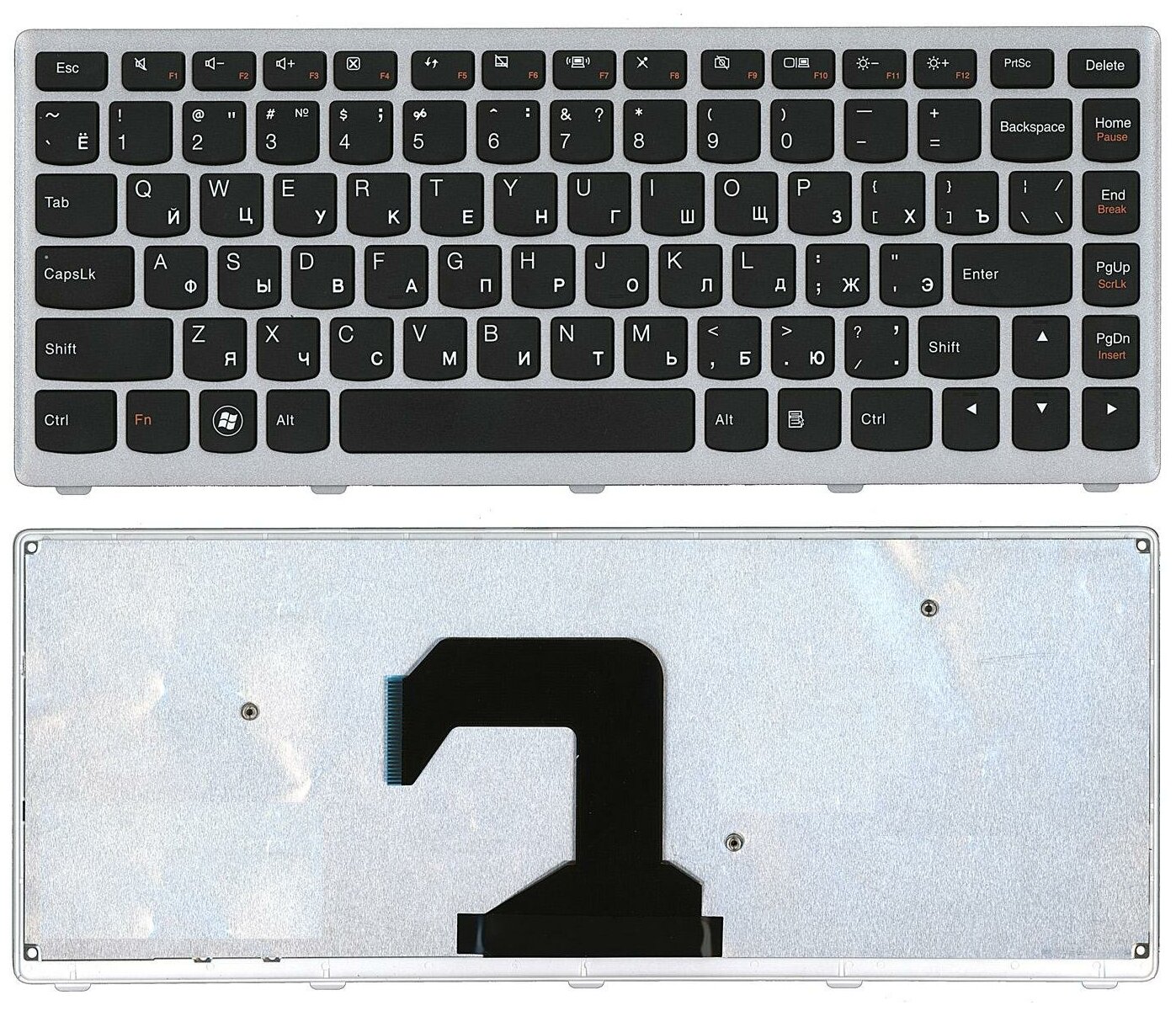 Клавиатура для ноутбука Lenovo T3C1-RUS черная с серебристой рамкой 1140₽
