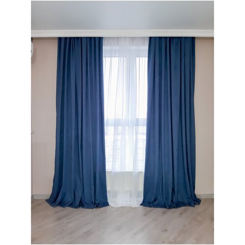 Шторы канвас/ Шторы для кухни/ Шторы для детской/ Синие шторы/ Высота 270 х ширина 200 ( 2 шт.)