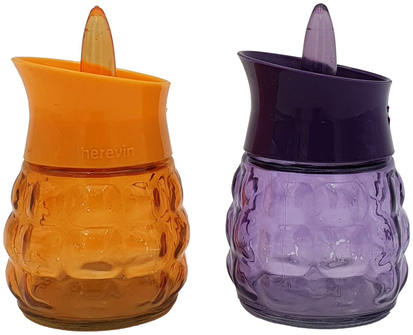 Набор из 2-х цветных рифленых (оранжевая фиолетовая) банок для специй "Лилия" 200 мл