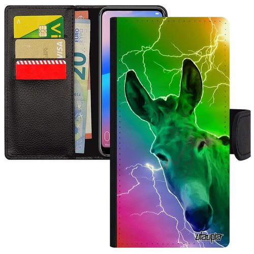 фото Красивый чехол книжка на телефон // huawei p30 lite // "осел" мул домашний, utaupia, цветной