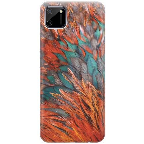 фото Ультратонкий силиконовый чехол-накладка для realme c11 с принтом "разноцветные перья" gosso
