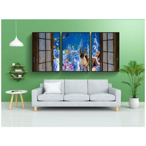 фото Набор модулных постеров для интерьера "зима, рождественское время, атмосфера" 60x90 см. в тубусе, без рамки lotsprints