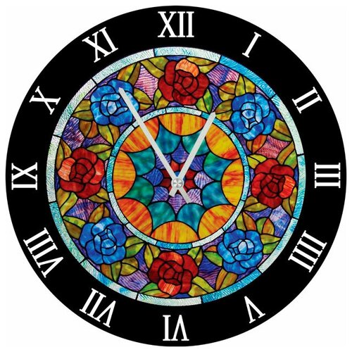 фото Svs настенные часы svs 4002829 узор темный витраж