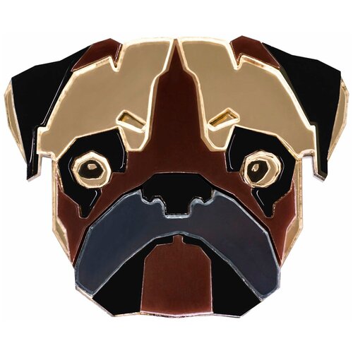 Брошь Мопс / Pug, brooch, Au