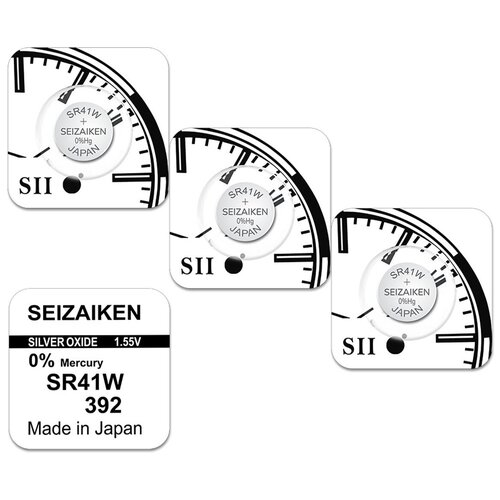 Батарейка Seizaiken 392, LR41, LR736, AG3, SR41W, серия W (энергоемкая), 3 шт.
