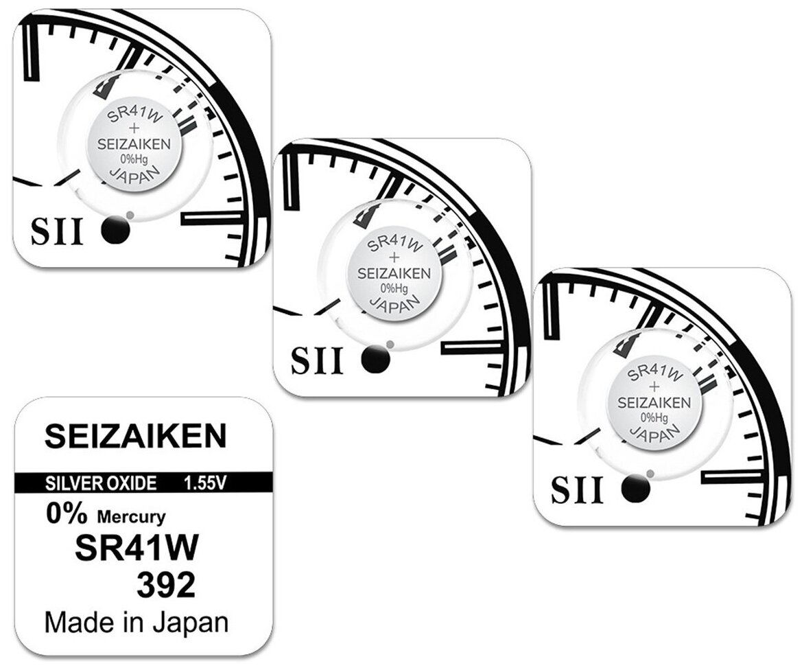 Батарейка Seizaiken 392 LR41 LR736 AG3 SR41W серия "W" (энергоемкая)