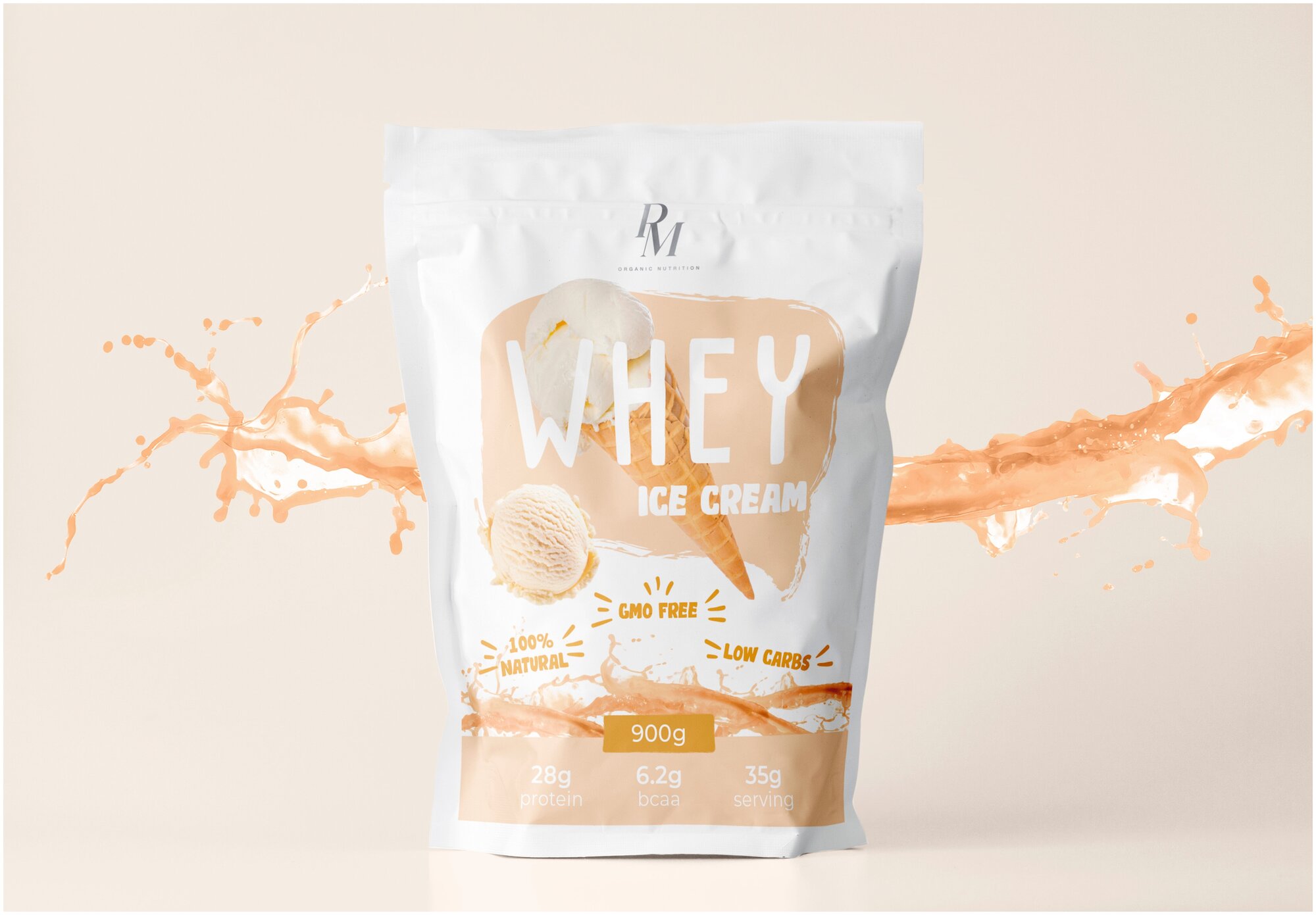 Протеин Whey PM-organic nutrition, 900 гр, мороженое