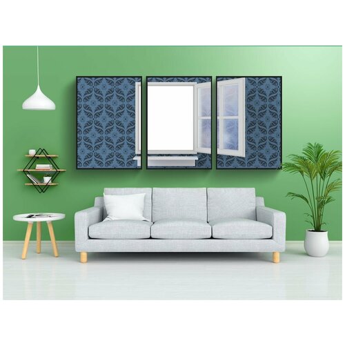 фото Набор модулных постеров для интерьера "окна, открыто, стена" 60x90 см. в тубусе, без рамки lotsprints