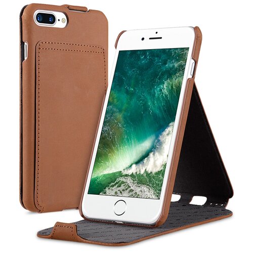фото Кожаный чехол флип melkco для apple iphone 7 plus/ 8 plus - jacka stand type, коричневый