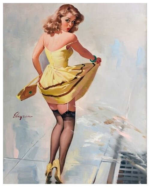 Постер на холсте Девушка на оботчине 50см. x 63см.
