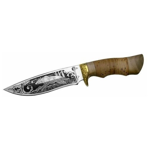фото Охотничий нож близнец, сталь 65х13, рукоять береста, орех, латунь ворсма