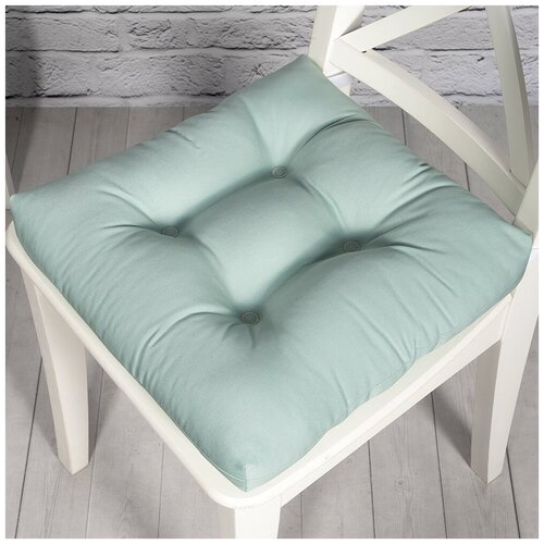 Подушка на стул /40*40 см /на липучках /ткань хлопок с пропиткой /для кухни, зала, гостиной, беседки/ Мята тефлон / Altali
