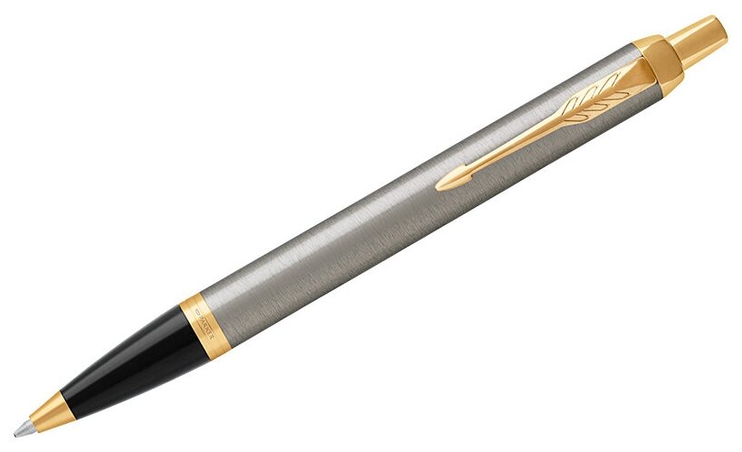 Ручка шариковая Parker "IM Brushed Metal GT" синяя, 1,0мм, кнопочн., подарочная упаковка, 246614