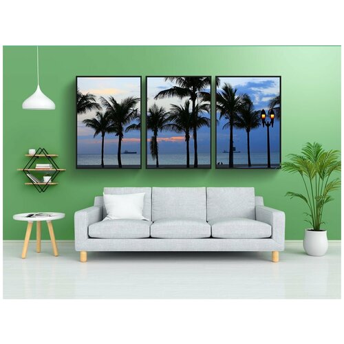 фото Набор модулных постеров для интерьера "пляж, дерево, ладонь" 60x90 см. в тубусе, без рамки lotsprints