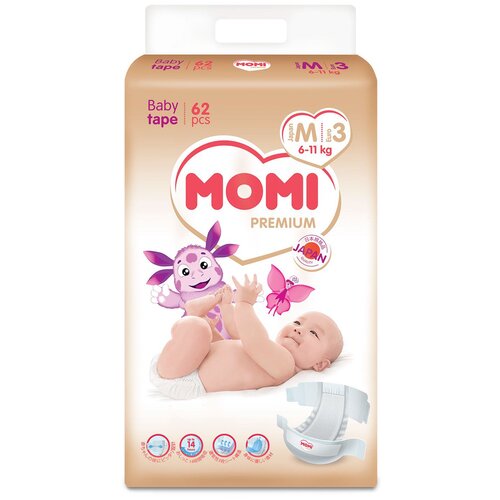 Подгузники Momi Premium M (6-11 кг), 62 шт 5147382 Momi .