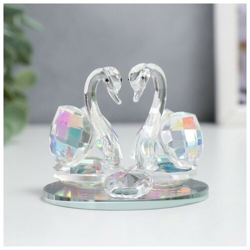 Сувенир стекло Лебеди с бриллиантом прозрачная голография 65х5х5 смВ упаковке шт 1 762₽