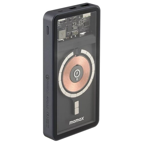 Внешний аккумулятор с беспроводным зарядным устройством Momax QMag Power Magnetic Wireless Battery Pack 10000mAh Space Gray IP100MFIE 689000₽