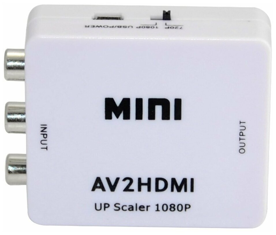 Адаптер Mini AV/HDMI 1080p конвертер на 3 RCA (белый)