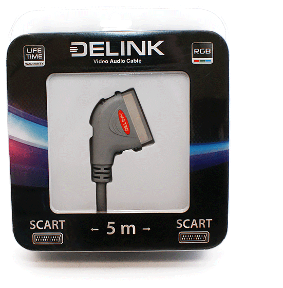 Шнур Delink SCART-SCART 5,0м Grey