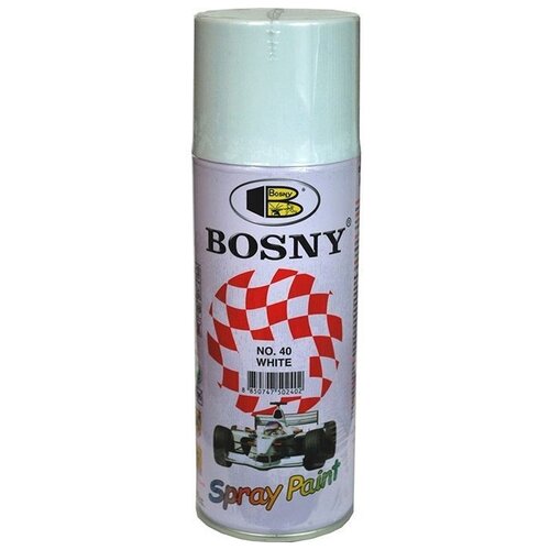 Краска Bosny Spray Paint акриловая универсальная, 40 white, глянцевая, 400 мл