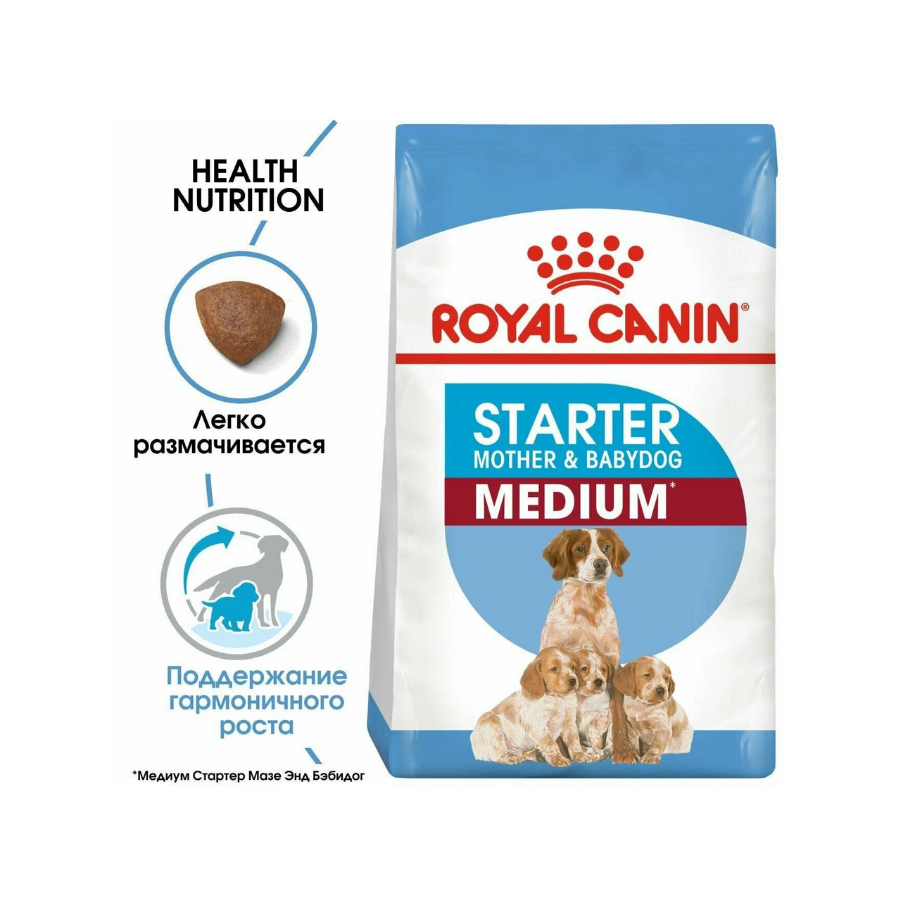 Size Medium Starter для щенков средних пород до 2х мес., беременных и кормящих сук сух. 4кг ROYAL CANIN - фото №20