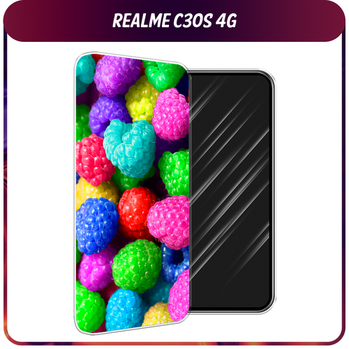 Силиконовый чехол на Realme C30S 4G / Реалми С30S 4G Леденцовая малина силиконовый чехол на realme c30s 4g реалми с30s 4g кот рисунок черно белый