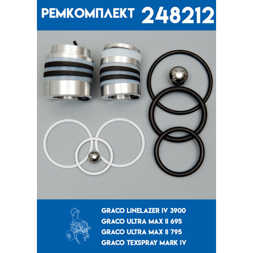 Ремкомплект для LL3900/695/795, пр-во Россия AG-248212 airless sprayers pump repair kit 244194 248212 248213 249123 pump sealing ring fit grc sprayer 390 695 795 1095 5900 7900