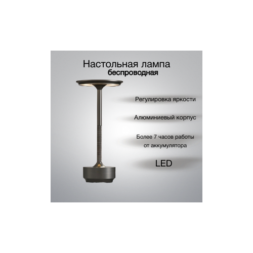 Беспроводная настольная лампа с аккумулятором FEDOTOV серебристая 0002-SL