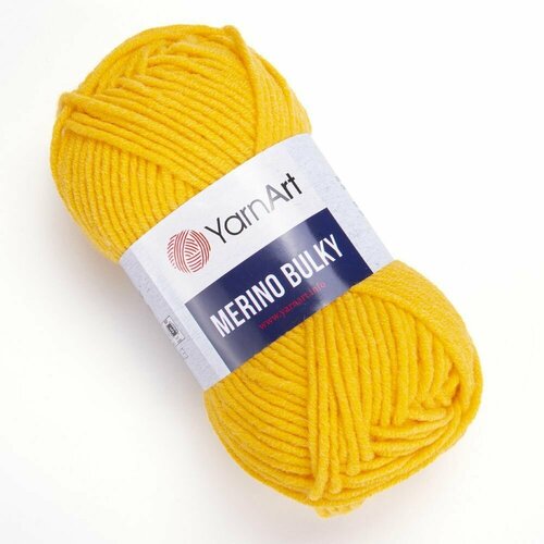 Пряжа Merino Bulky (YarnArt), желтый - 586, 30% шерсть, 70% акрил, 5 мотков, 100 г, 100 м.