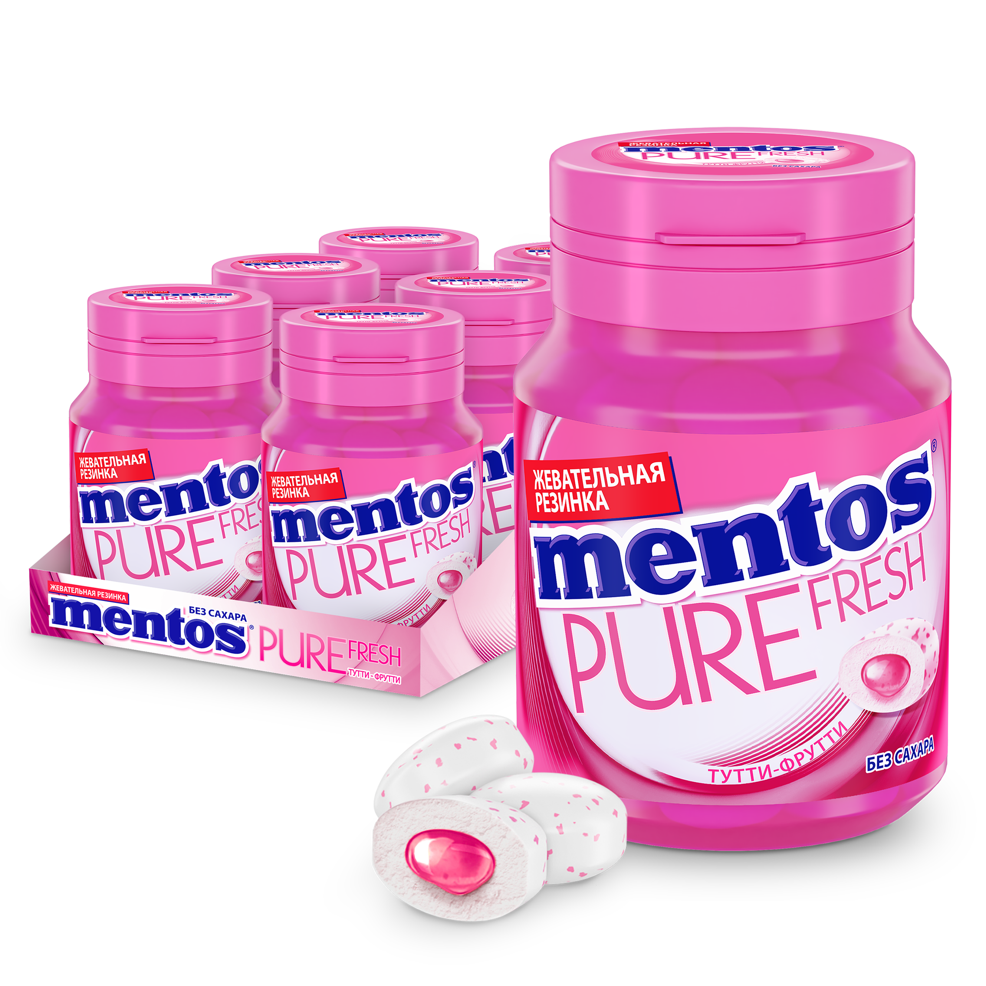 Жевательная резинка Mentos Pure Fresh вкус Тутти-Фрутти, 6 шт по 54 г