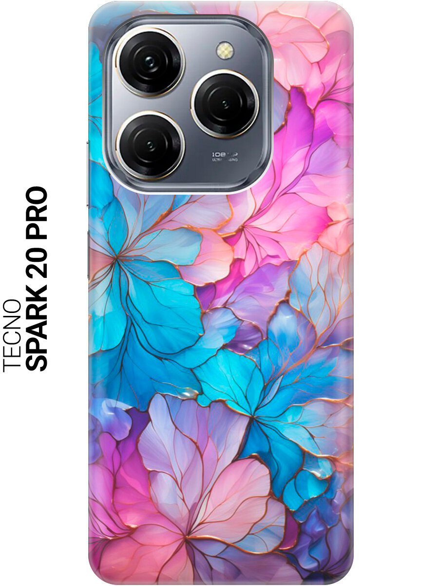 Силиконовый чехол на Tecno Spark 20 Pro / Техно Спарк 20 Про с рисунком "Цветочный витраж"
