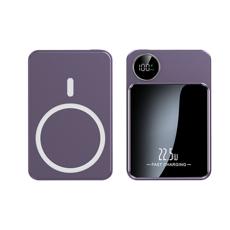MagSafe Power bank/ Беспроводная зарядка для смартфона / Magnetic Wireless Charger Power Bank 20W 5000mAh (Фиолетовый) — фото 1