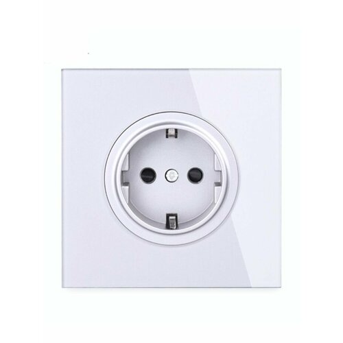 Розетка одинарная с заземлением стеклянная встраиваемая