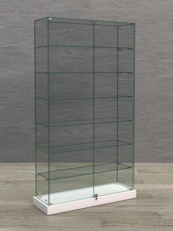 Витрина стеклянная "краса ХИТ продаж" №9 (с дверками, задняя стенка - стекло), Белый 90 x 30 x 160 см