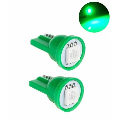 Лампа светодиодная ORION 12V W5WT10 1 светодиод диод 5050SMD подсветка салона панель приборов GREEN Зелёный 2шт 199₽
