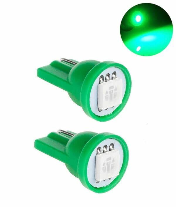 Лампа светодиодная ORION 12V W5W/T10 1 светодиод (диод 5050SMD) подсветка салона / панель приборов GREEN Зелёный (2шт)