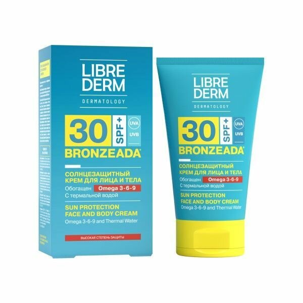 Крем солнцезащитный с омега 3-6-9 и термальной водой SPF30 Bronzeada Librederm/Либридерм туба 150мл