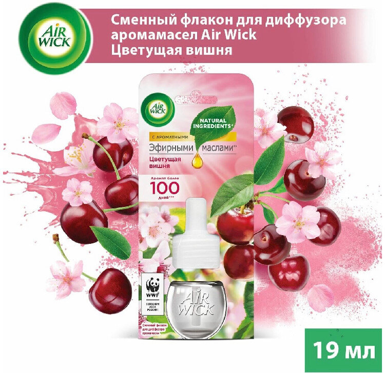 Air wick Сменный флакон для электрического ароматического диффузора аромамасел Цветущая вишня, 19 мл, ,