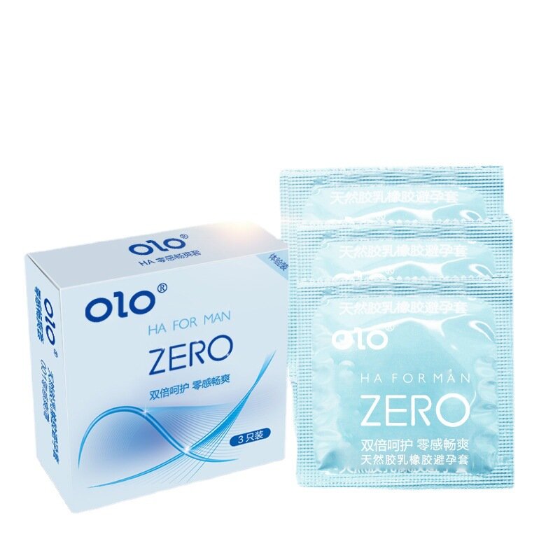 Презервативы ультратонкие OLO ребристая, точечная, гладкая поверхность 0,01мм 3 штуки в упаковке
