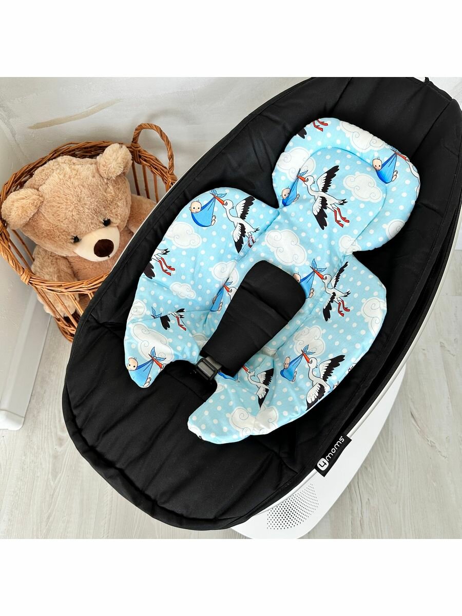 Вкладыш для Мамару 4moms mamaRoo new с аистами на голубом