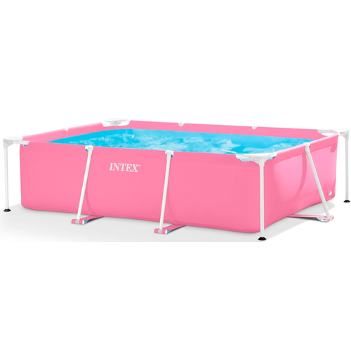 бассейны intex скиммер для бассейна deluxe wall mount surface Каркасный бассейн INTEX Metal Frame Pink 28266, 220х150х60 см (розовый)