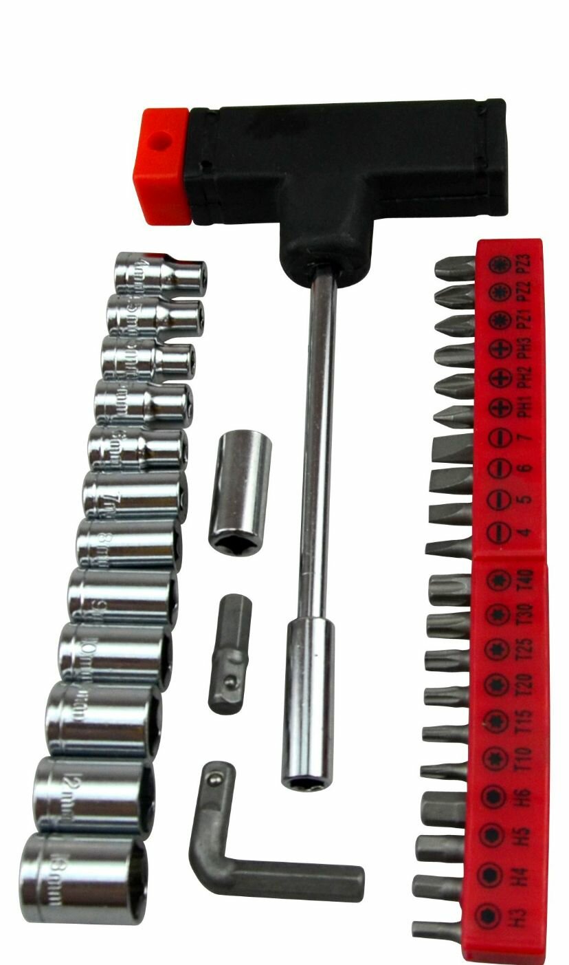 фото Набор: отвертка с Т-образной ручкой с битами и торцевыми головками