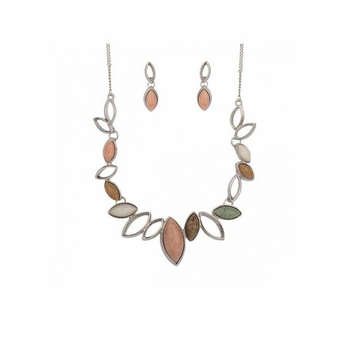 Комплект бижутерии Shadore: колье, коричневый, зеленый