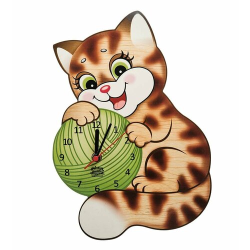 Часы настенные Котик с клубочком